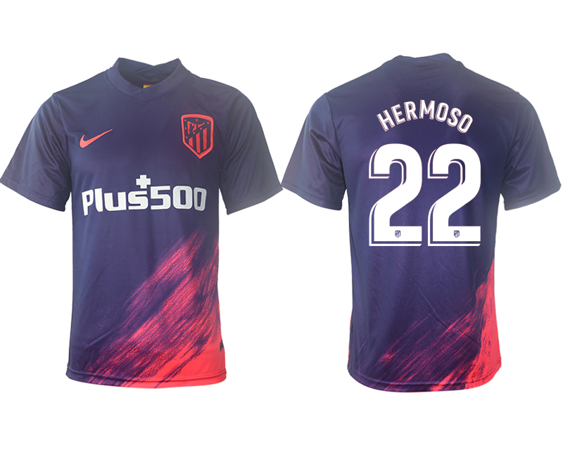 Men 2021-2022 Club Atletico Madrid away aaa version purple #22 Soccer Jersey